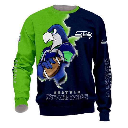  Seattle Seahawks Sweatshirt 3D Style Mascot