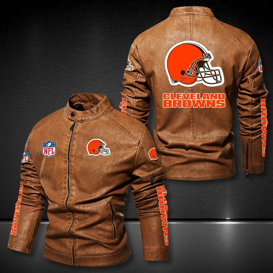 Cleveland Browns Leather Jackets gift for motorcycle fans