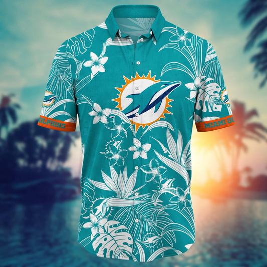 Miami Dolphins Hawaiian Shirt tropical flower