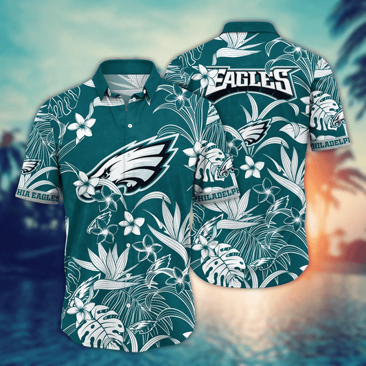 Philadelphia Eagles Hawaiian Shirt tropical flower