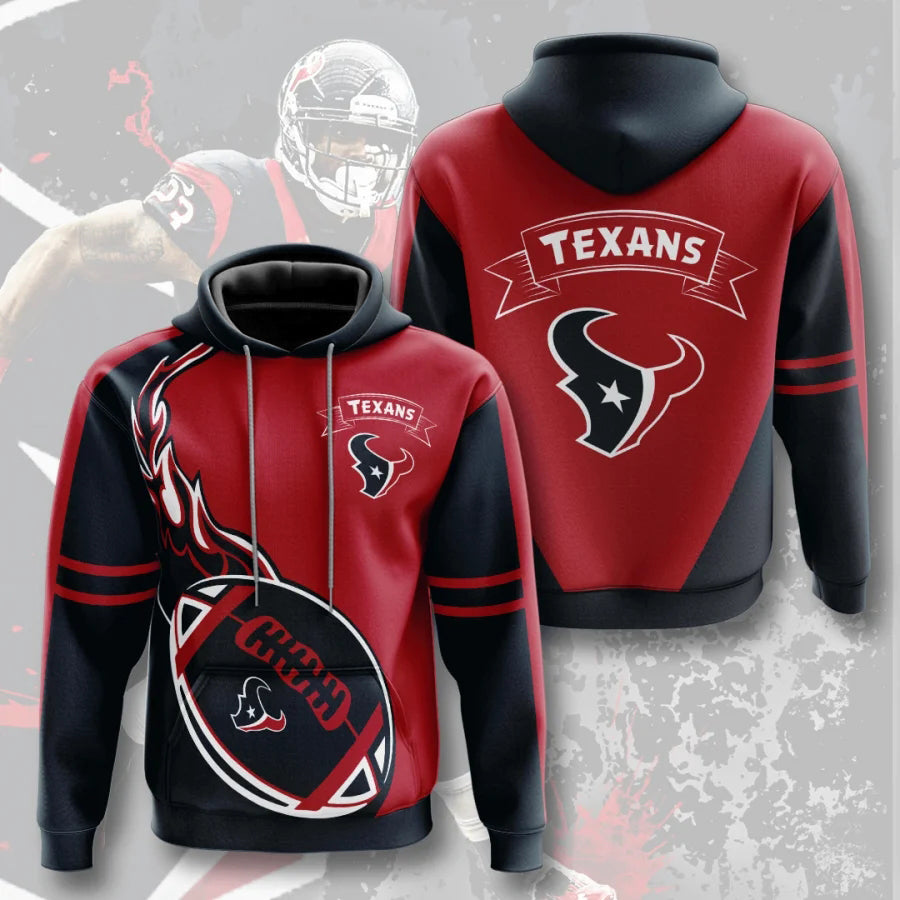 Houston Texans Hoodie 3D Style flame ball