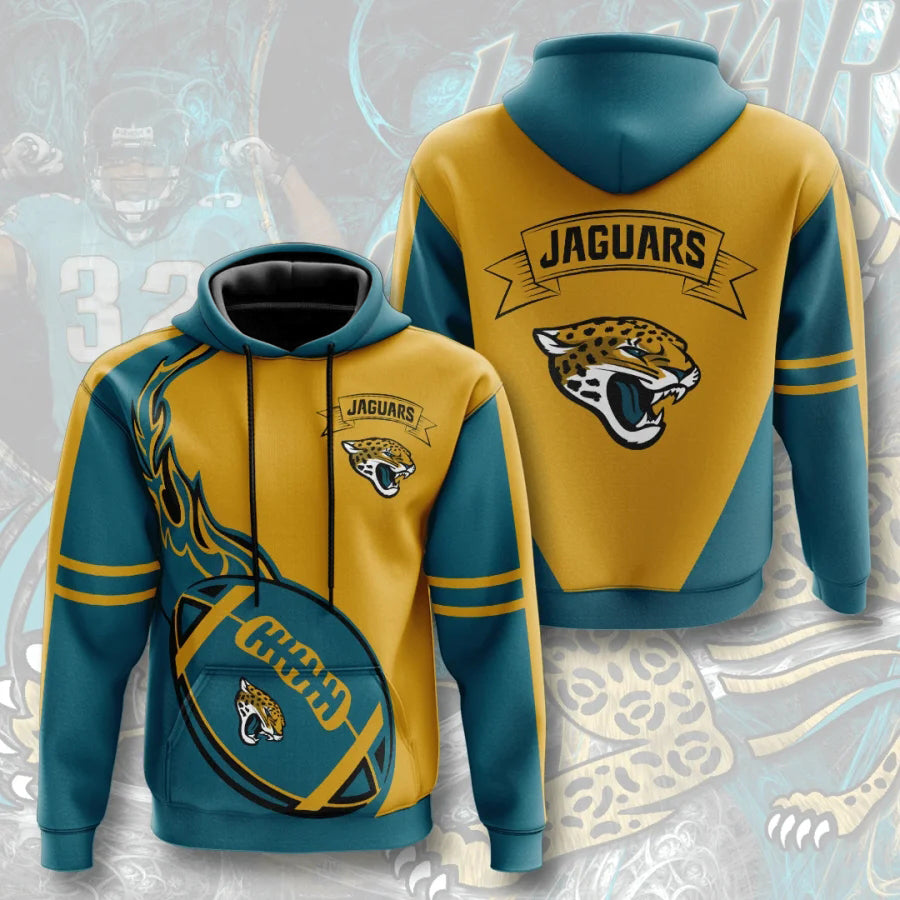  Jacksonville Jaguars Hoodie 3D Style flame ball