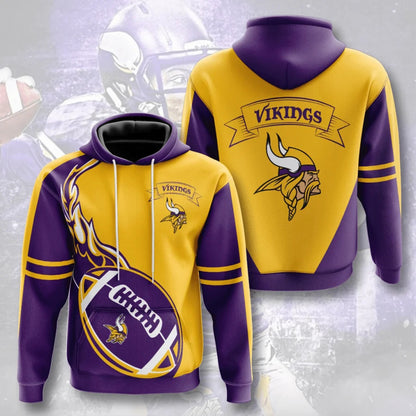  Minnesota Vikings Hoodie 3D Style flame ball 