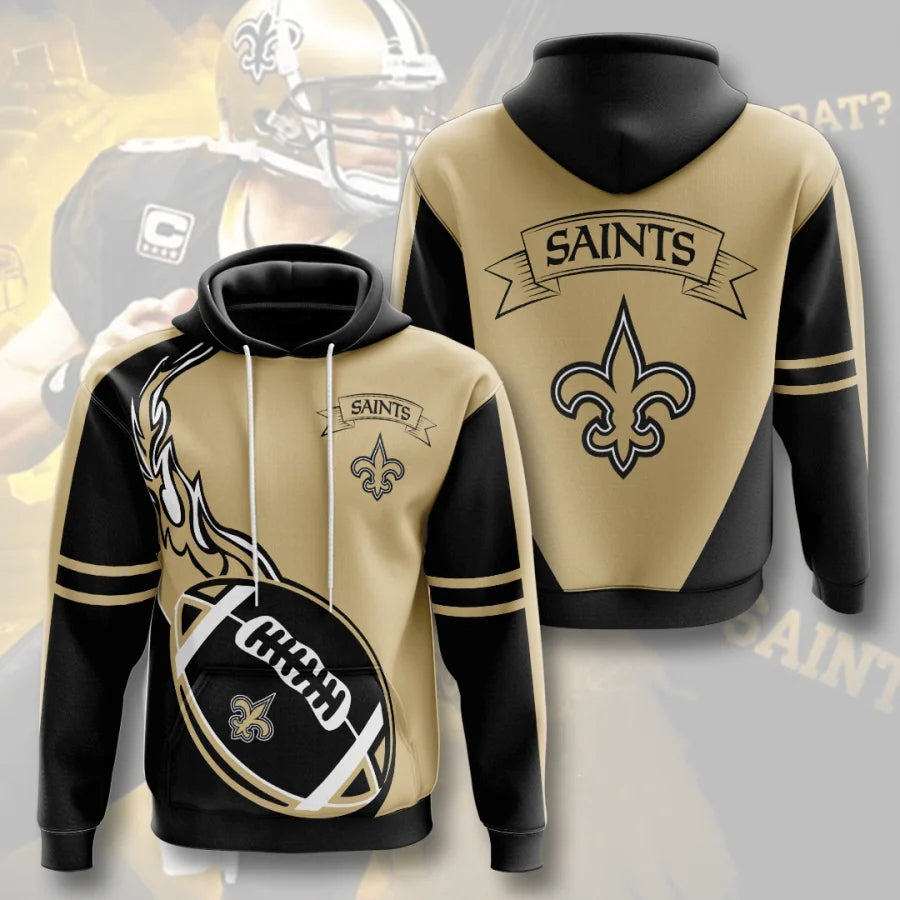 New Orleans Saints Hoodie 3D Style flame ball