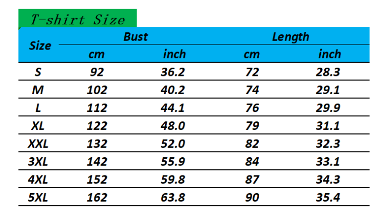 Size Chart Tennessee Titans T-shirt 3D Style Mascot