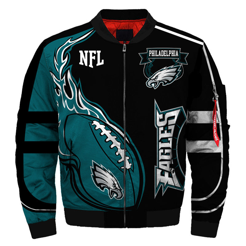 Philadelphia Eagles bomber jacket fire balls