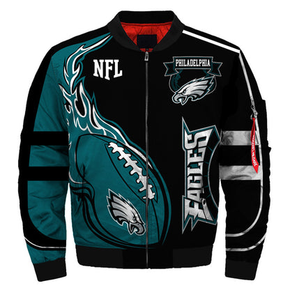 Philadelphia Eagles bomber jacket fire balls