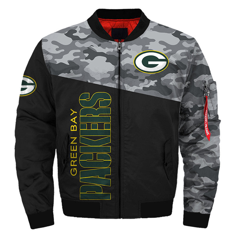 Green Bay Packers bomber jacket camouflage style coat for winter