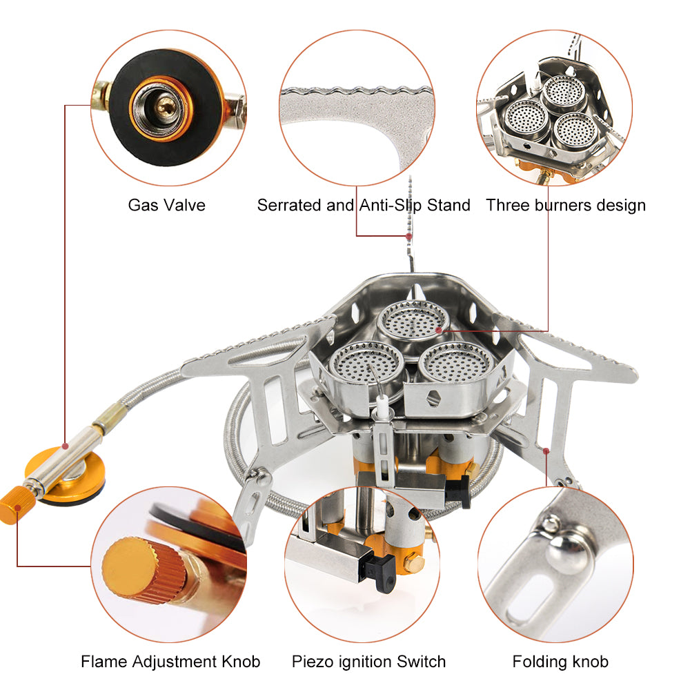 Outdoor Picnic Stove Windproof Portable Foldable Camping Gas for Cooking Travel