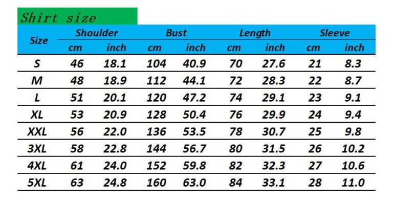 Size Chart Minnesota Vikings Hawaiian Shirt 