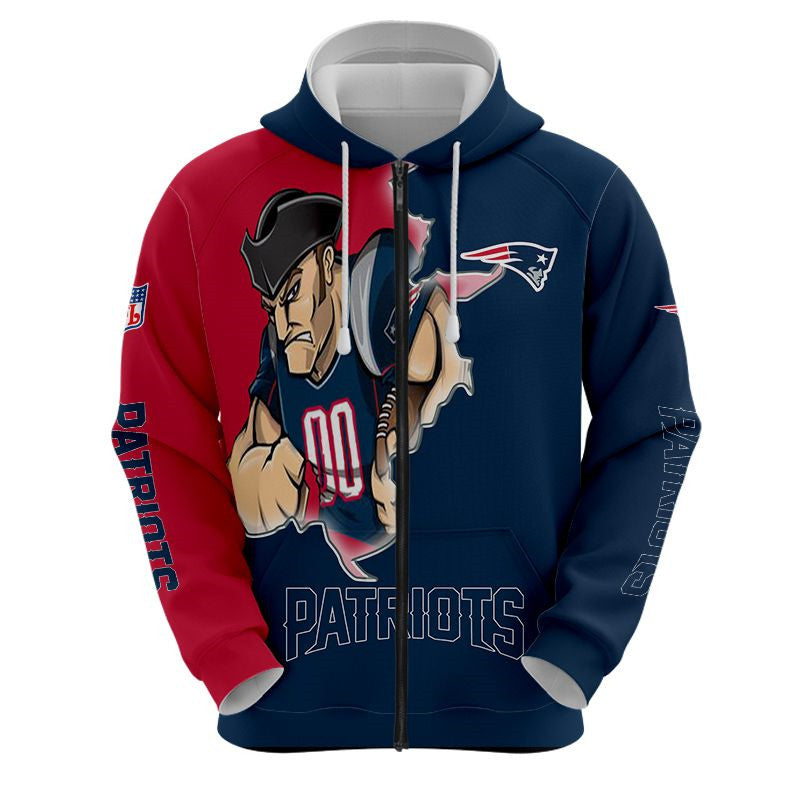 New England Patriots Hoodie 3D Style Mascot