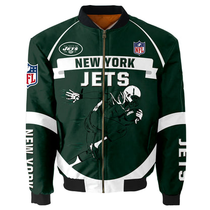 New York Jets bomber jacket running player coat for men