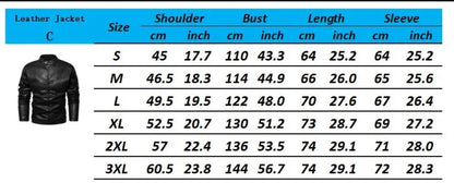 Size chart Los Angeles Chargers Leather Jackets