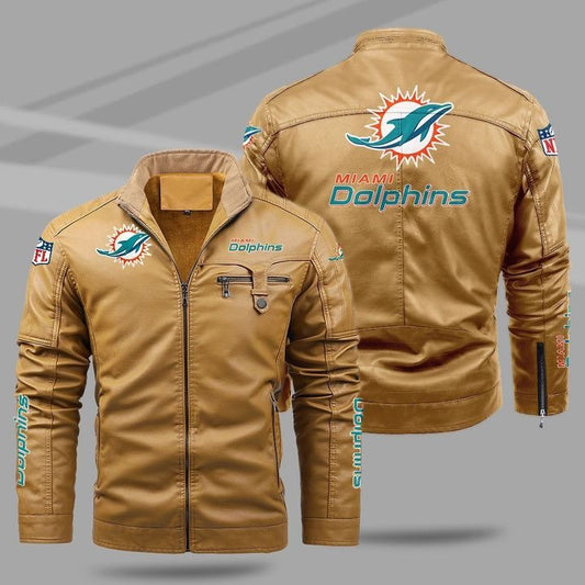  Miami Dolphins Leather Jacket