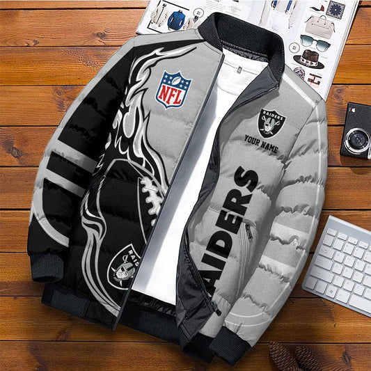 Las Vegas Raiders puffer jacket Style Fire ball for fans