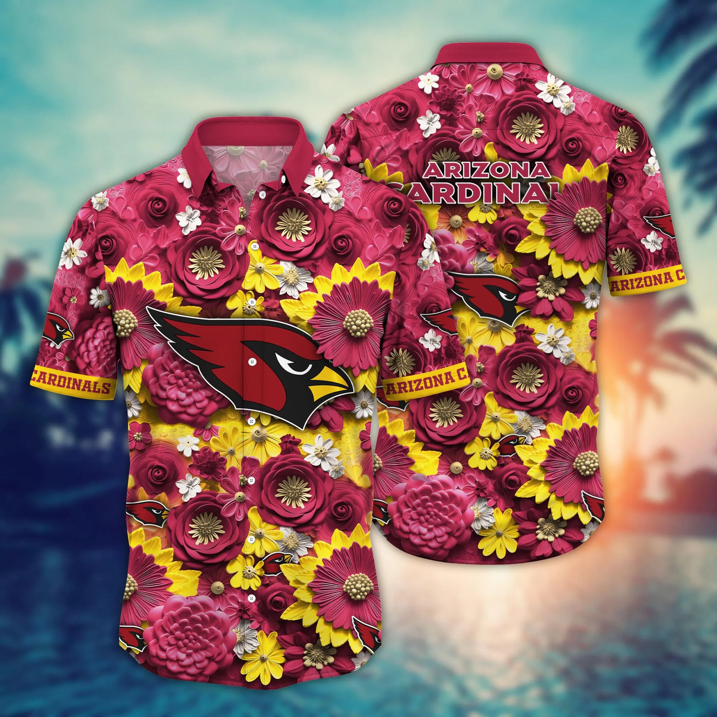 Arizona Cardinals Hawaiian Shirt style flower