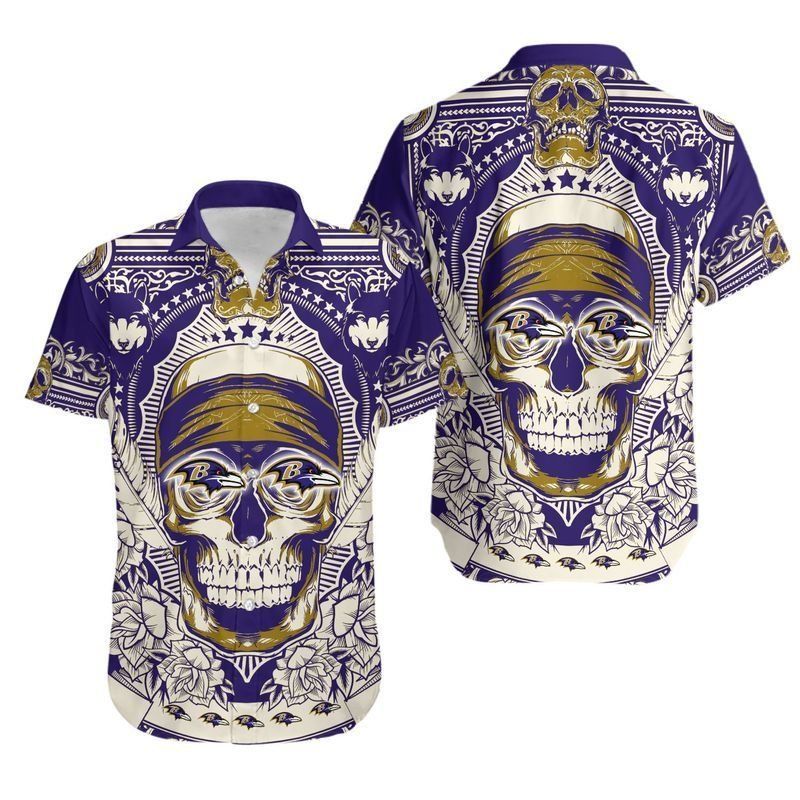 Baltimore Ravens Hawaiian Shirt style ultra skulls