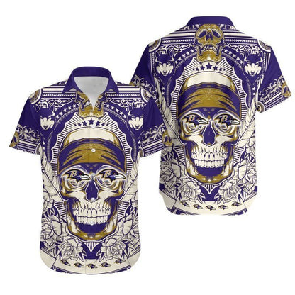 Baltimore Ravens Hawaiian Shirt style ultra skulls