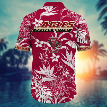 Boston College Eagles Hawaiian Shirt tropical flower for summer