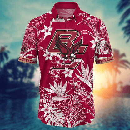 Boston College Eagles Hawaiian Shirt tropical flower for summer