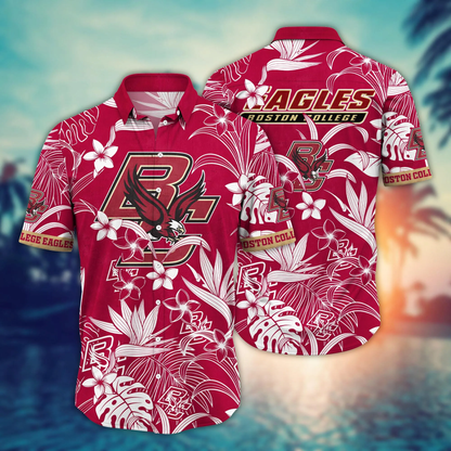 Boston College Eagles Hawaiian Shirt tropical flower for summer