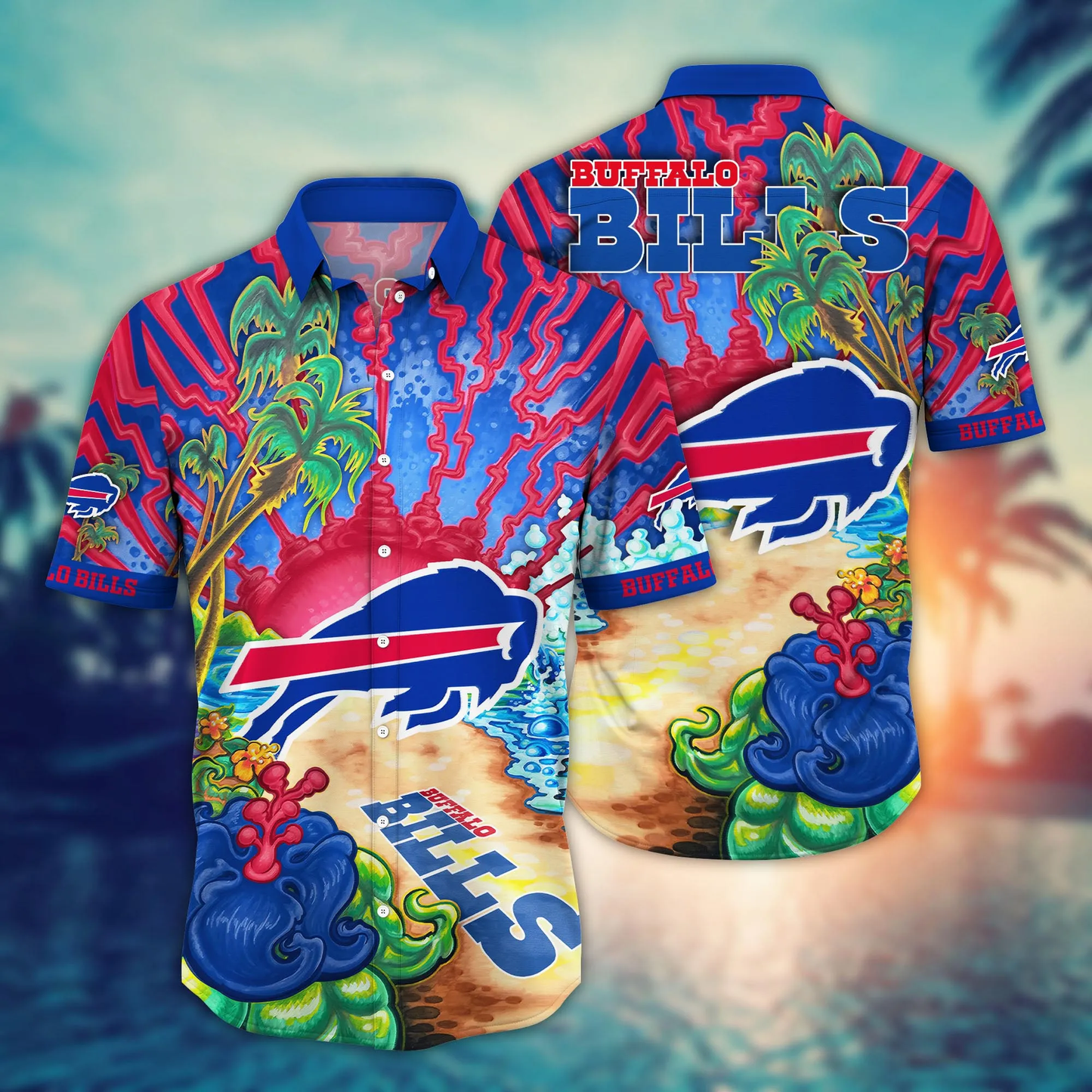 Buffalo Bills Hawaiian Shirt style beach