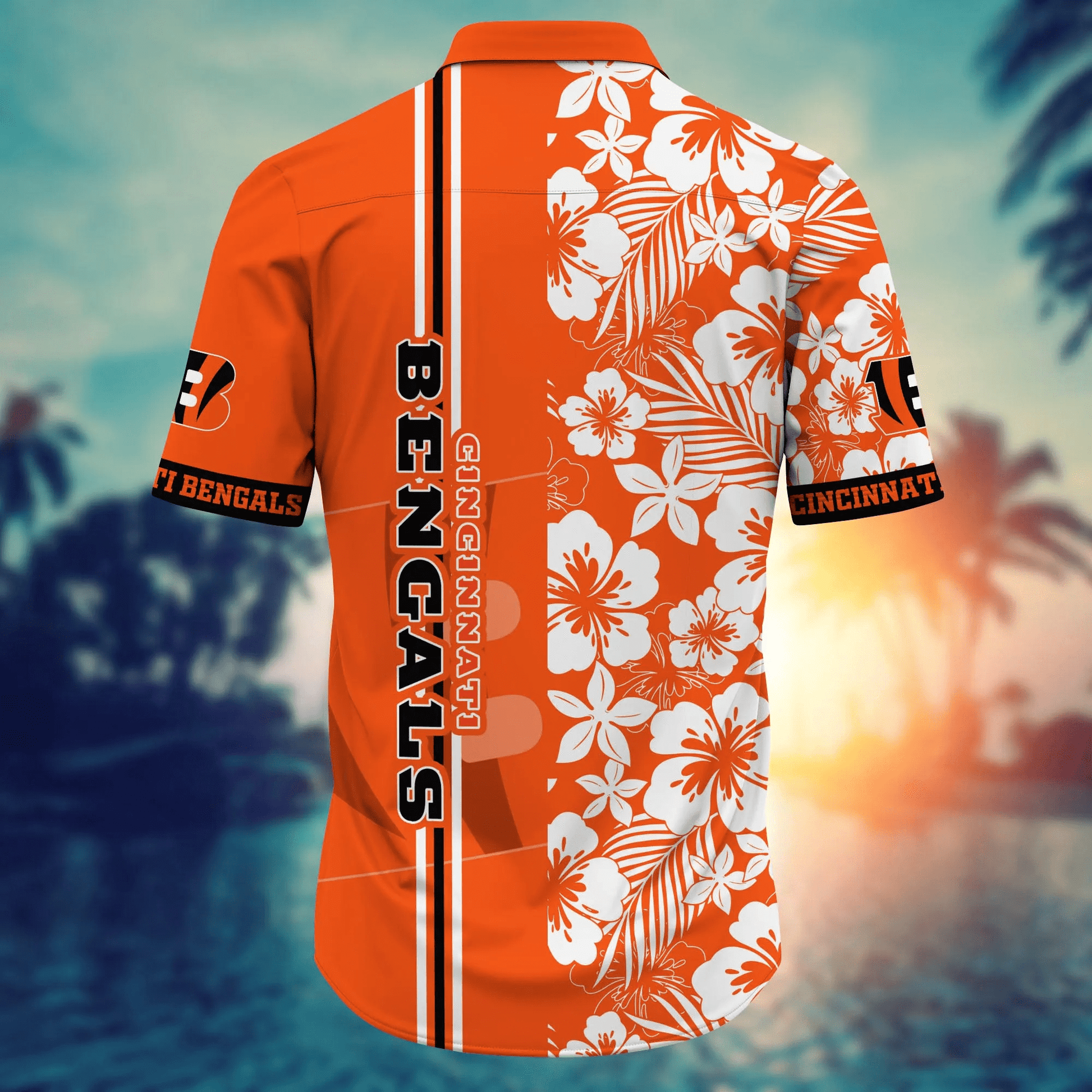 Cincinnati Bengals Hawaiian Shirt style half flower