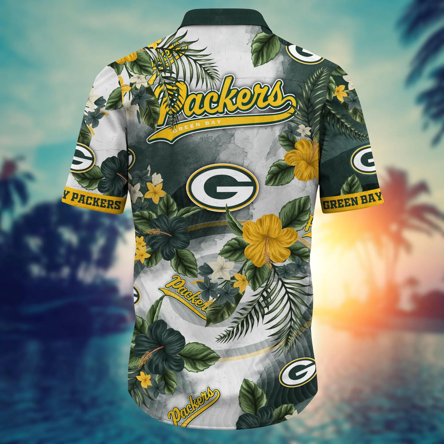 Green Bay Packers Hawaiian Shirt tropical flower