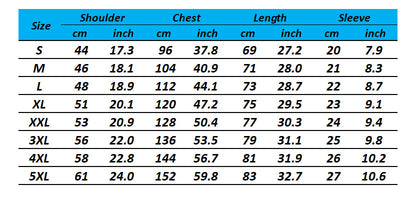 Size Chart Hawaiian Shirt