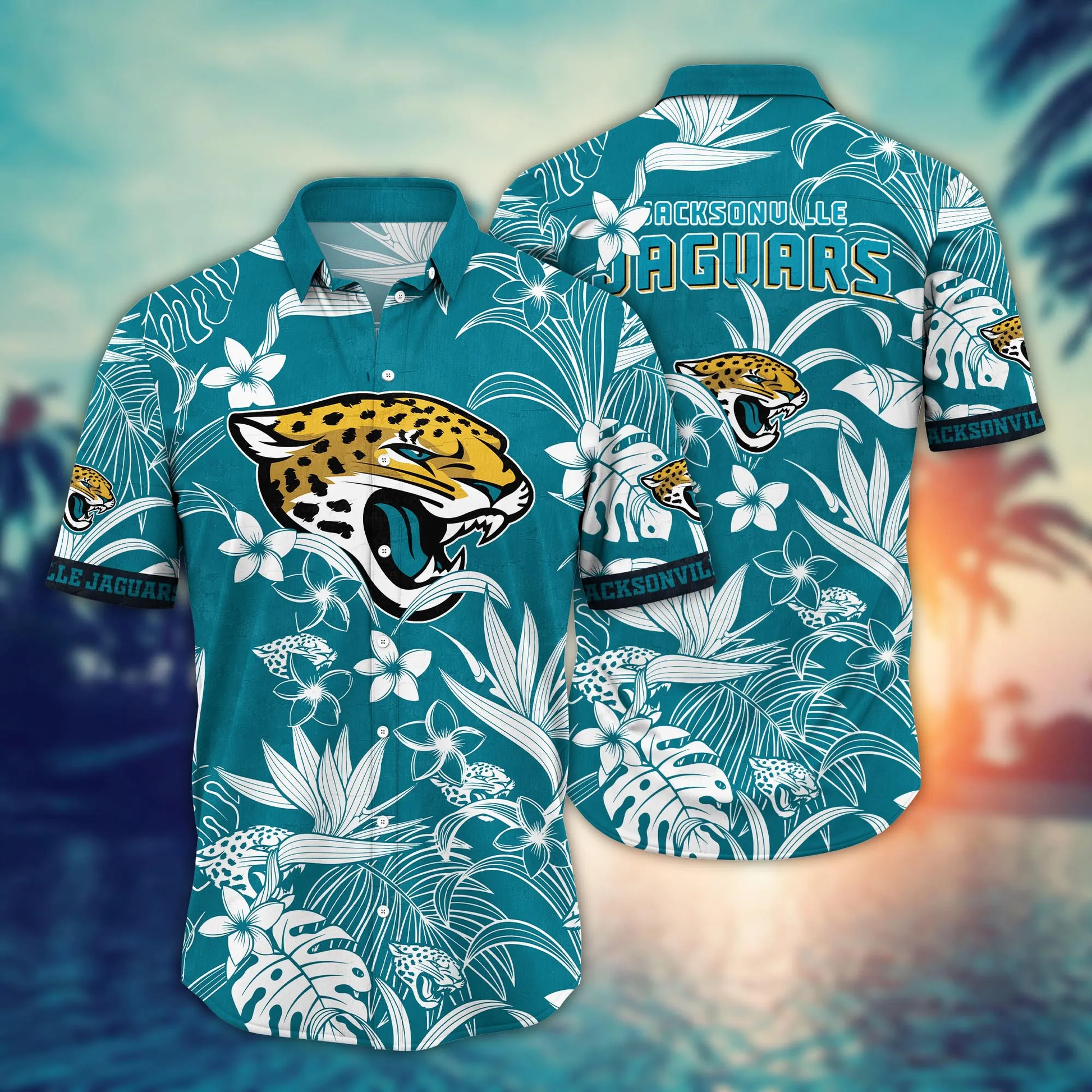 Jacksonville Jaguars Hawaiian Shirt Tropical tree