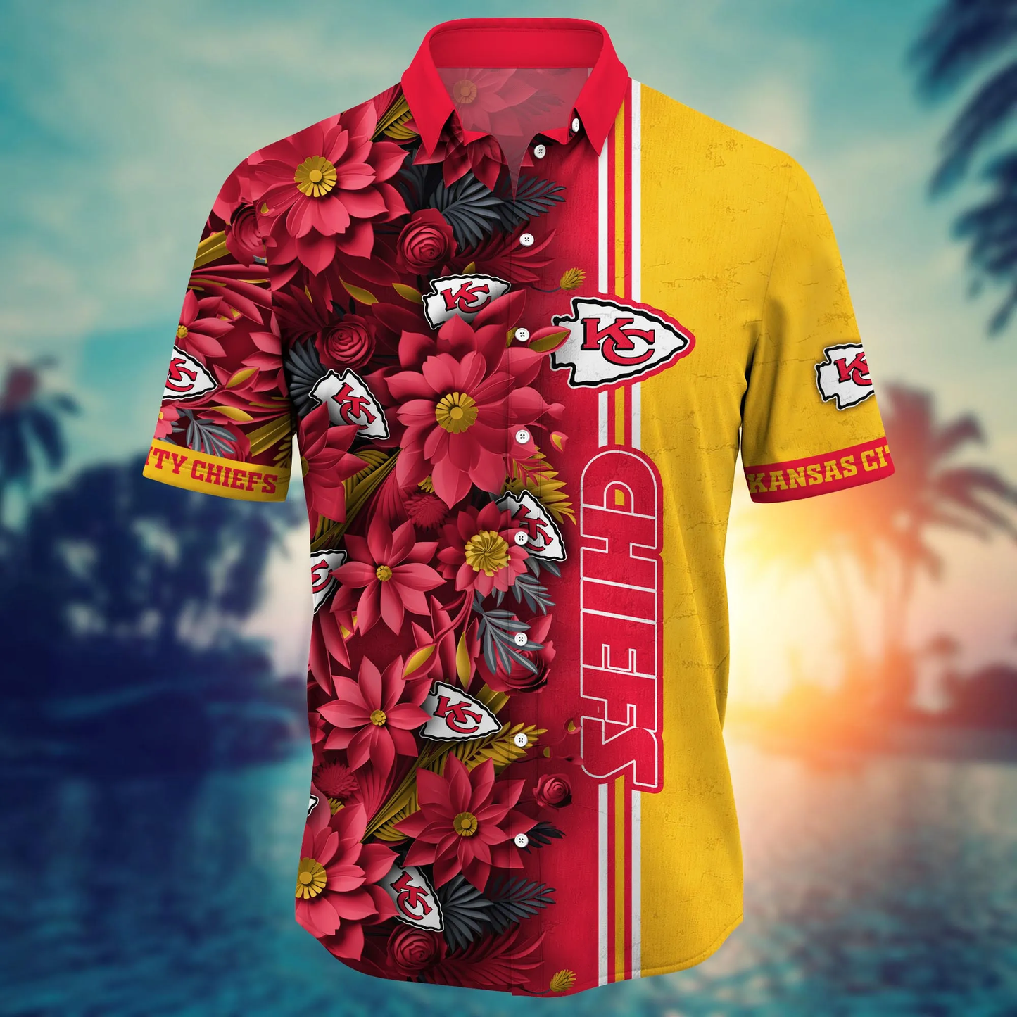 Kansas City Chiefs Hawaiian Shirt graphic flower