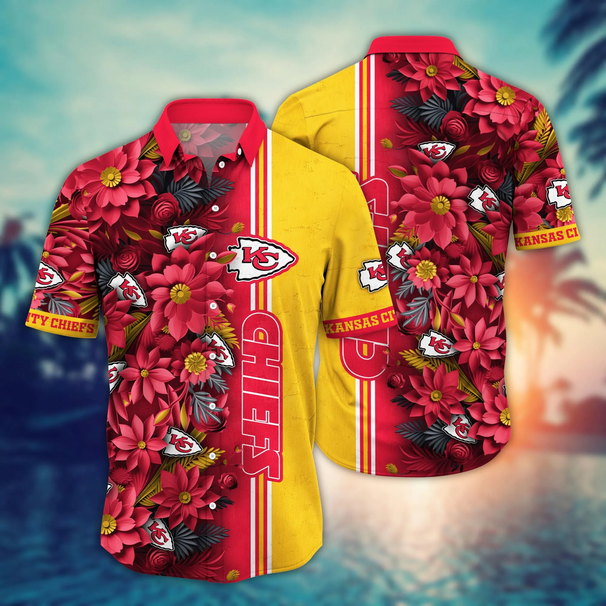 Kansas City Chiefs Hawaiian Shirt graphic flower