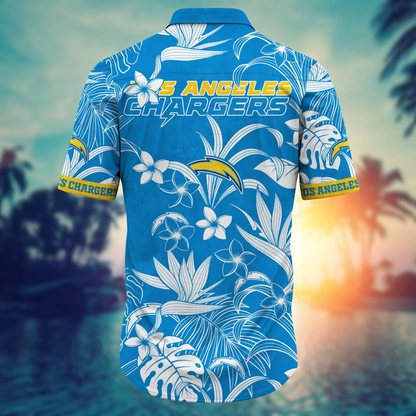 Los Angeles Chargers Hawaiian Shirt tropical tree