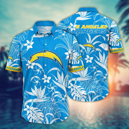 Los Angeles Chargers Hawaiian Shirt tropical tree