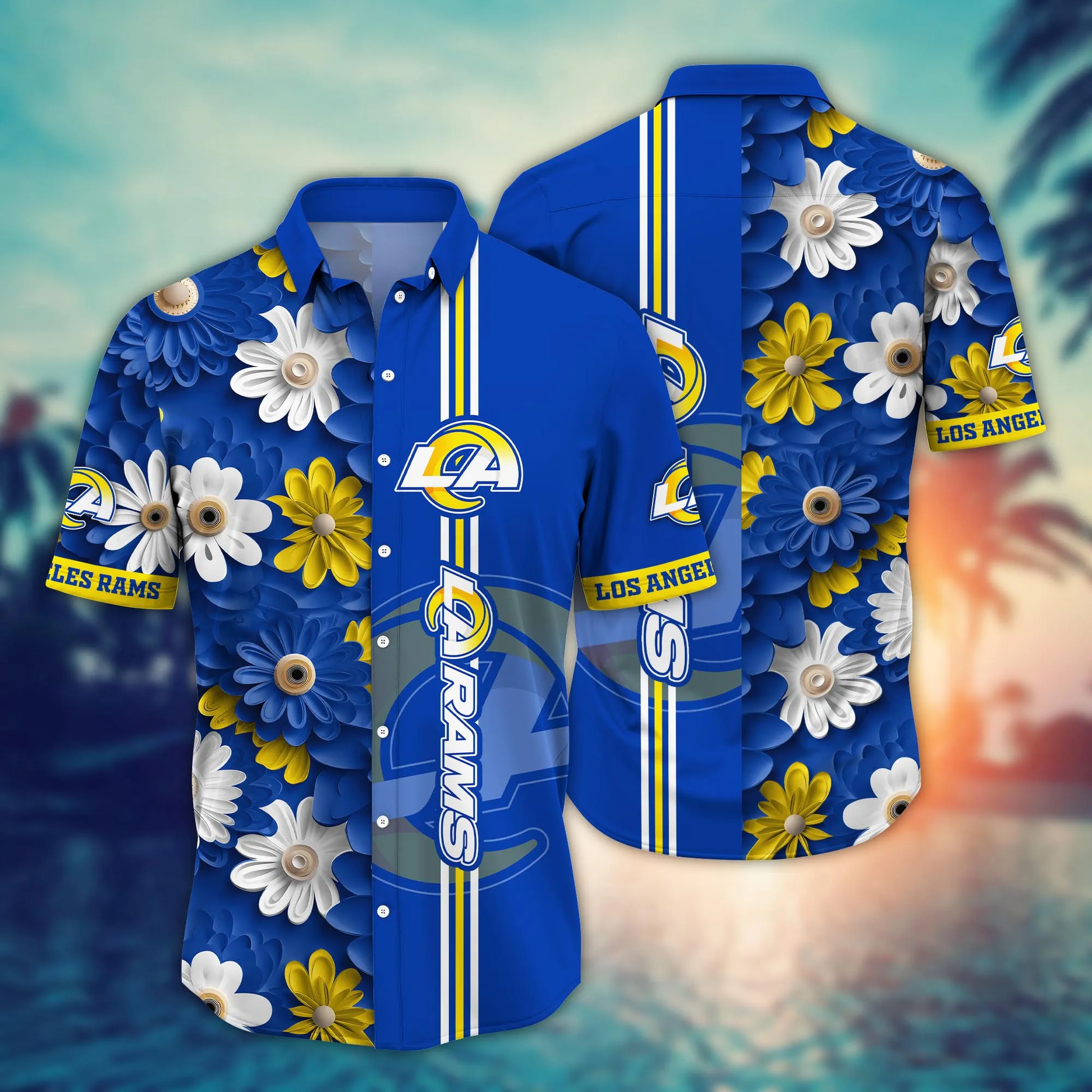 Los Angeles Rams Hawaiian Shirt tropical flower