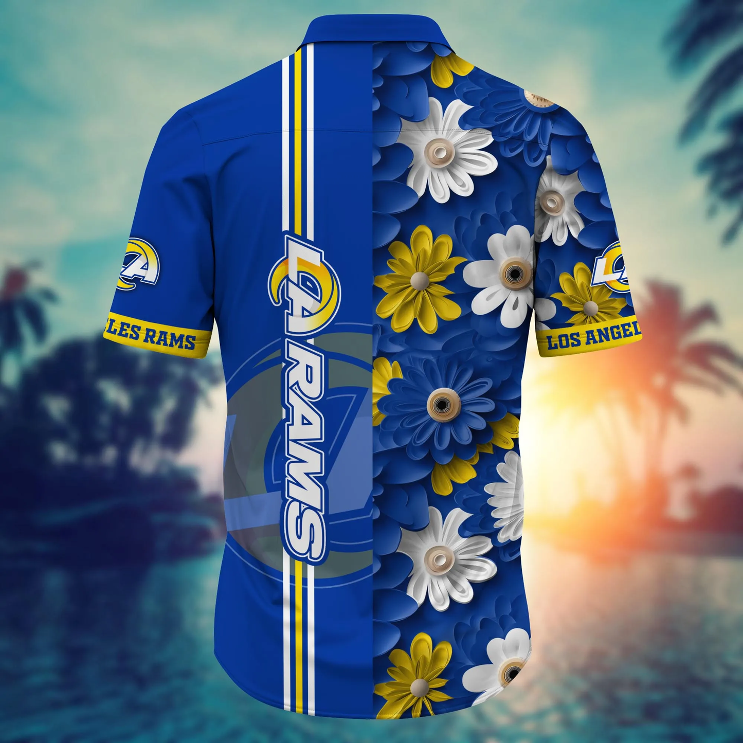 Los Angeles Rams Hawaiian Shirt tropical flower