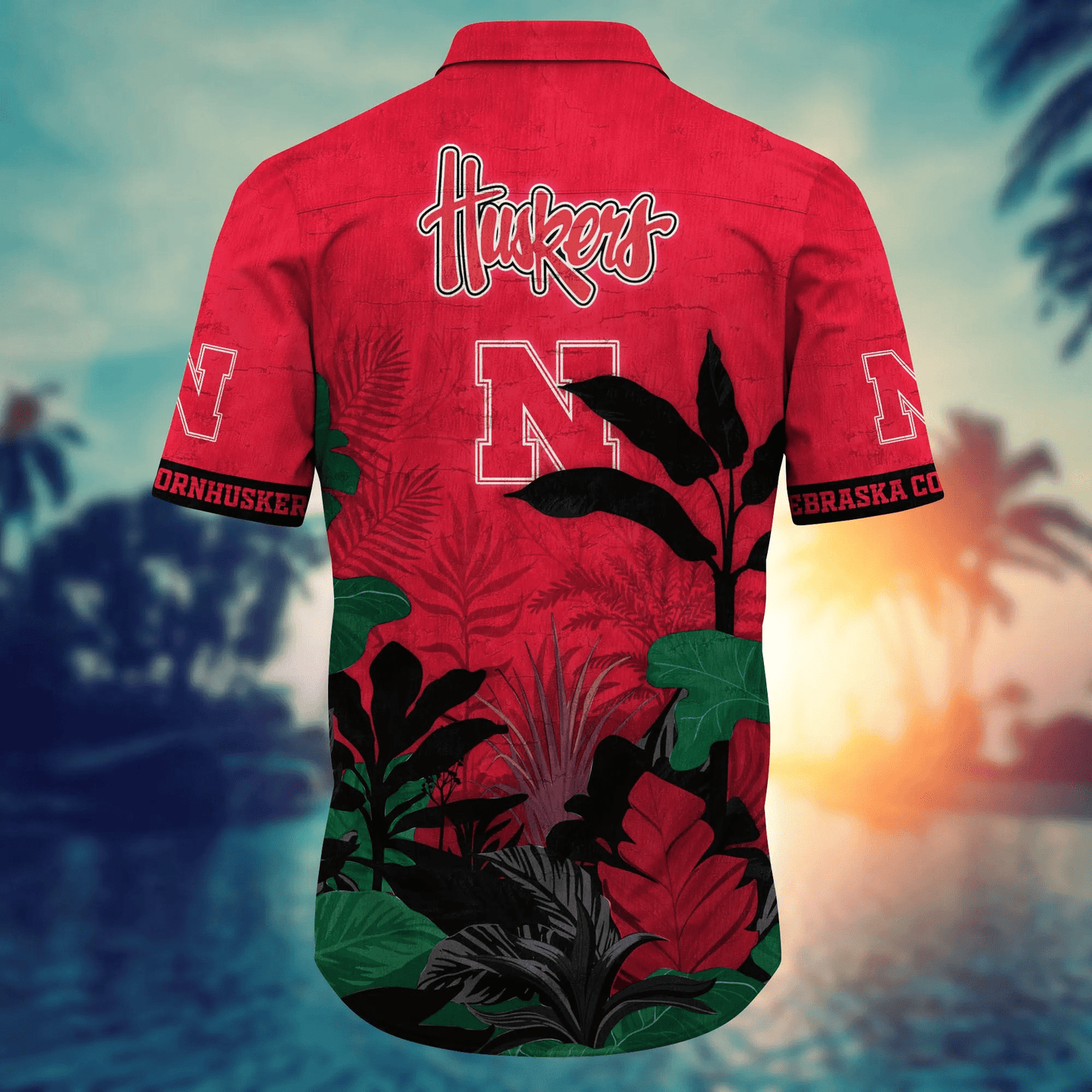 Nebraska Cornhuskers Hawaiian Shirt tropical tree for summer 2024