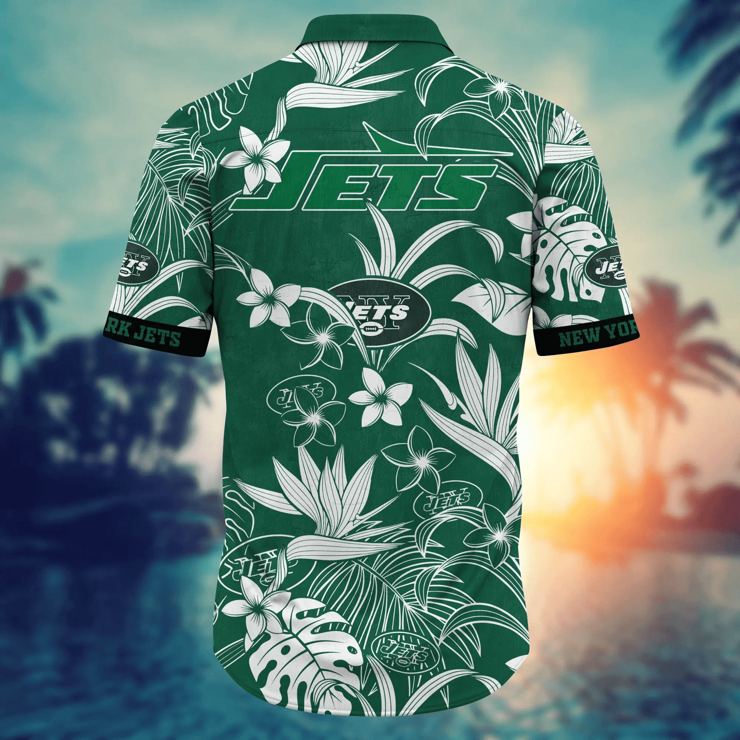 New York Jets Hawaiian Shirt tropical flower 