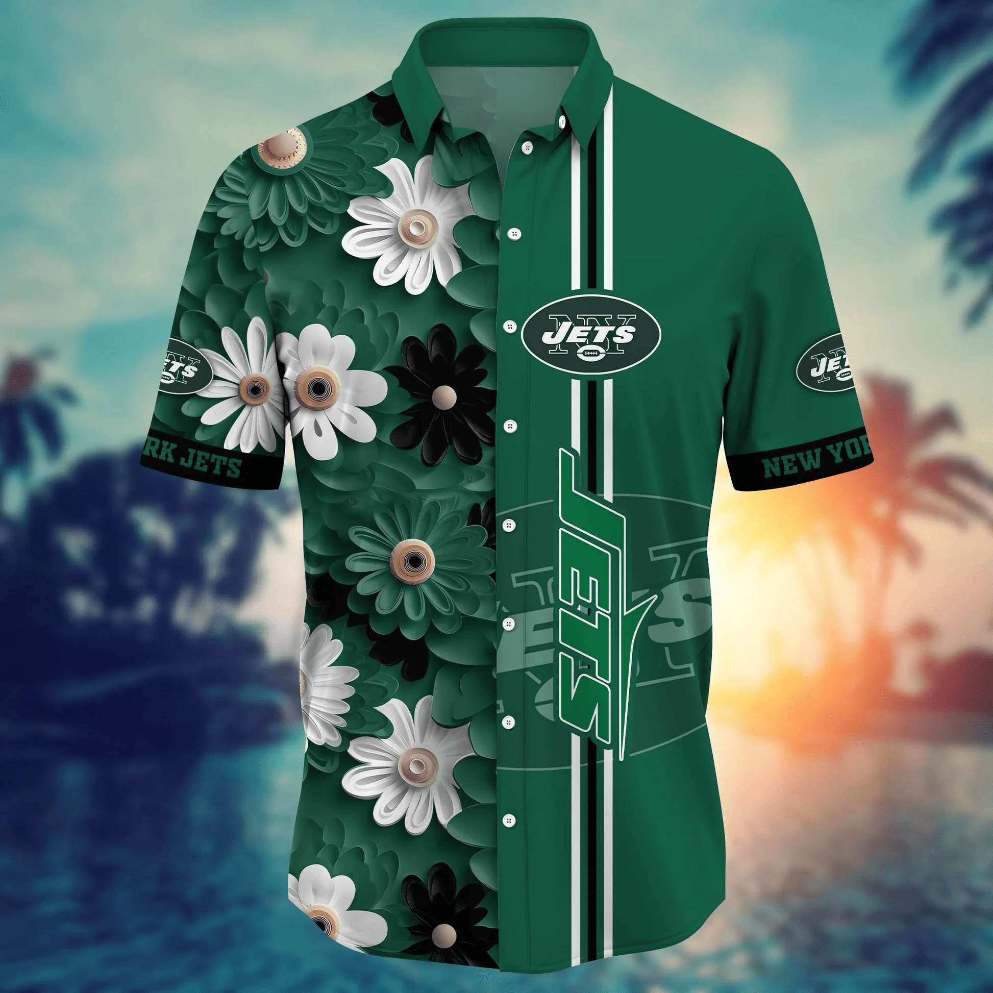 New York Jets Hawaiian Shirt big flower