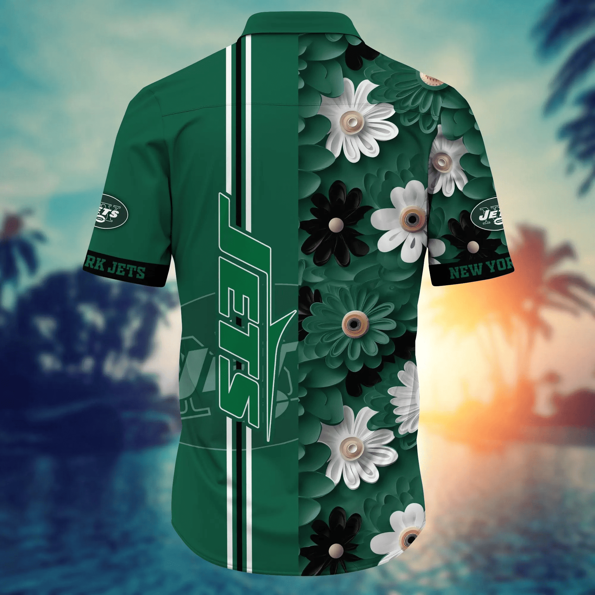 New York Jets Hawaiian Shirt big flower