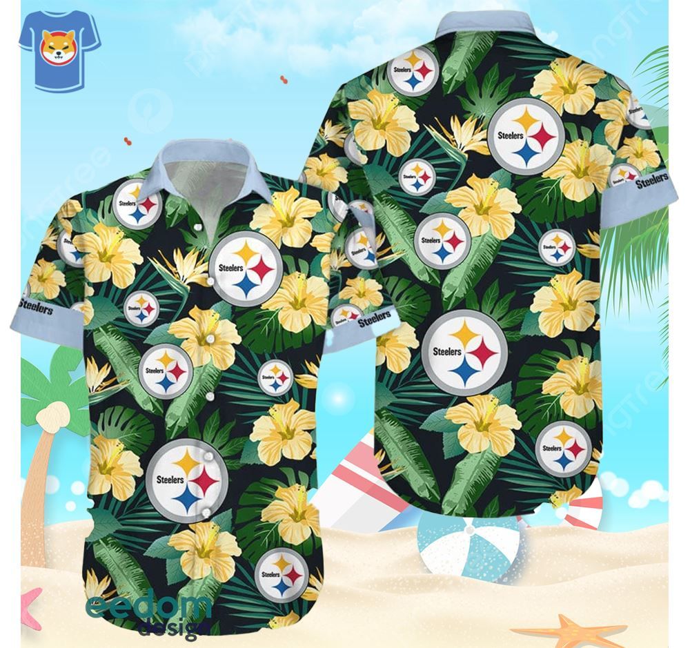 Pittsburgh Steelers Hawaiian Shirt tropical flower