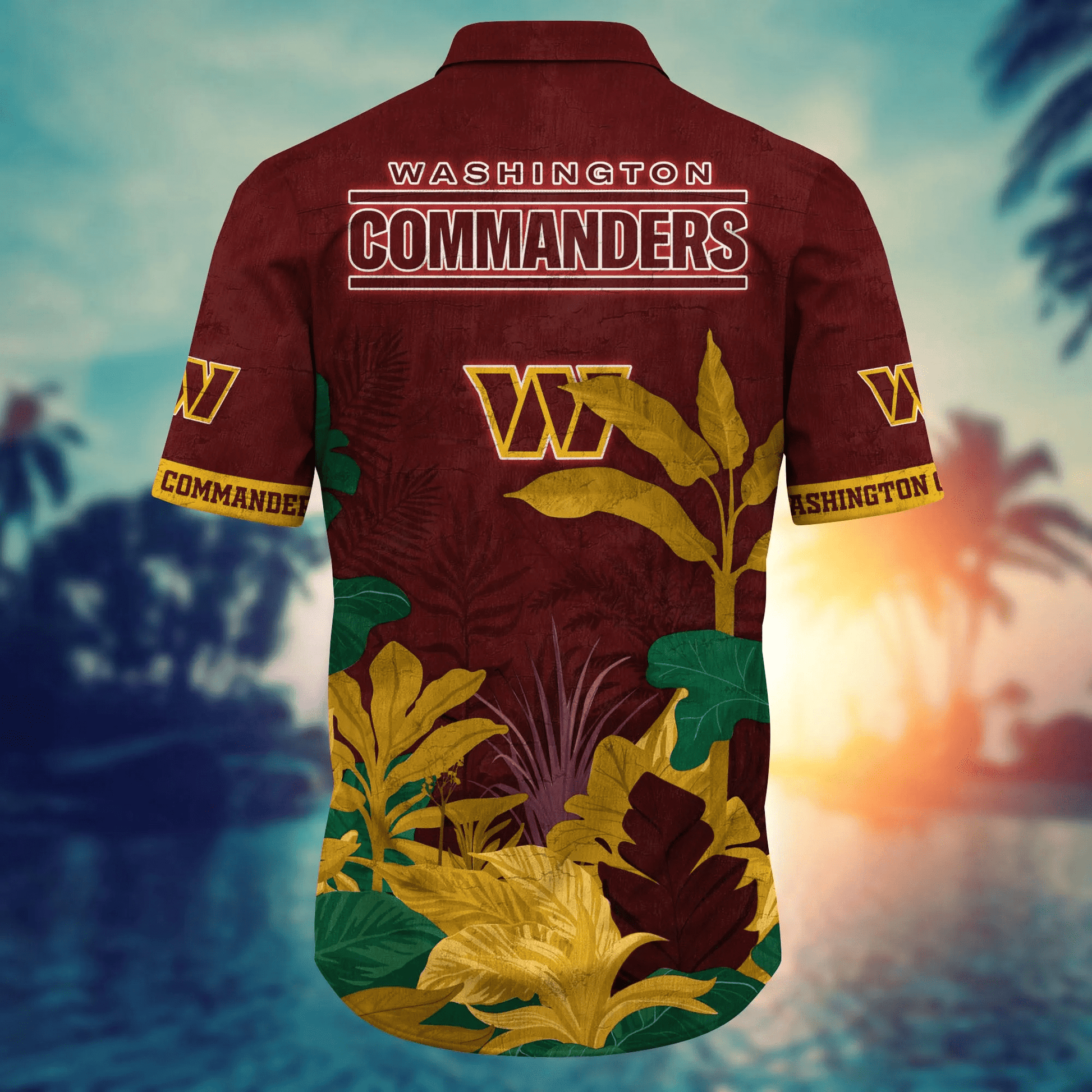 Washington Commanders Hawaiian Shirt Tropical tree