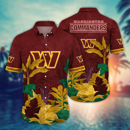 Washington Commanders Hawaiian Shirt Tropical tree